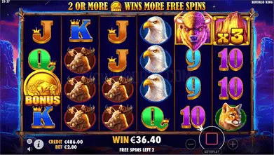 Free spins feature in Buffalo King slot